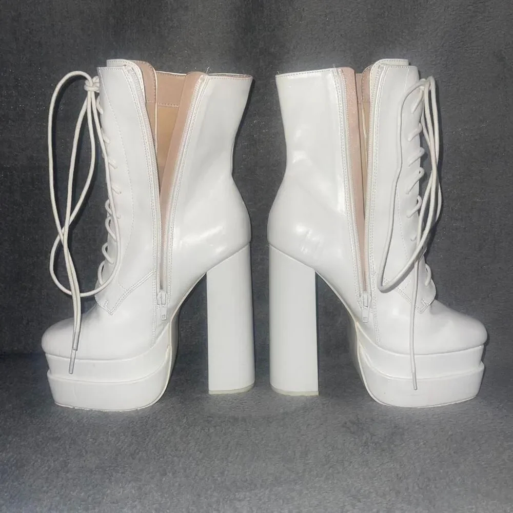 Public Desire White Platform Boots Women's size 7